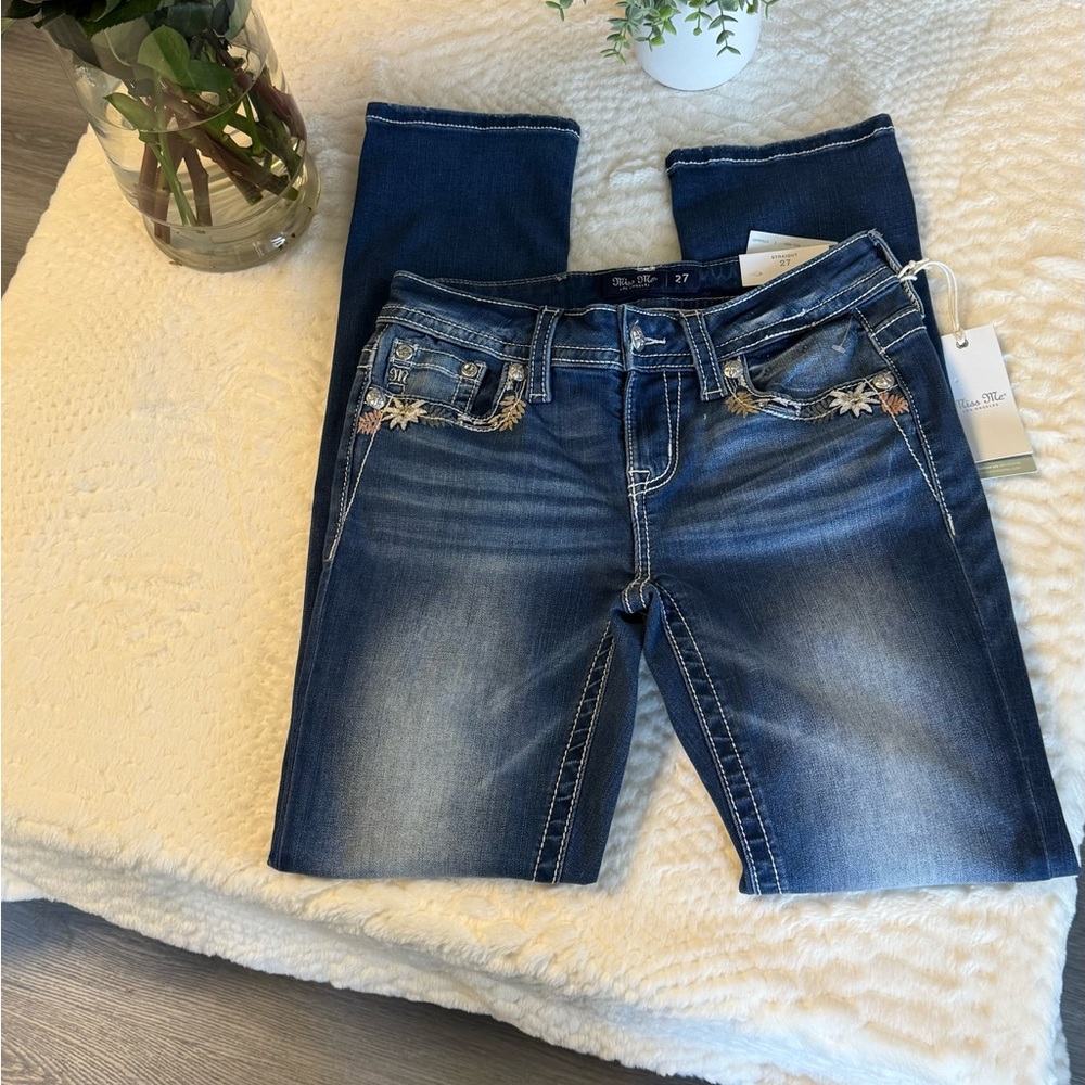 Miss Me Blue Embroidered Cropped Jeans - Picture 6 of 12